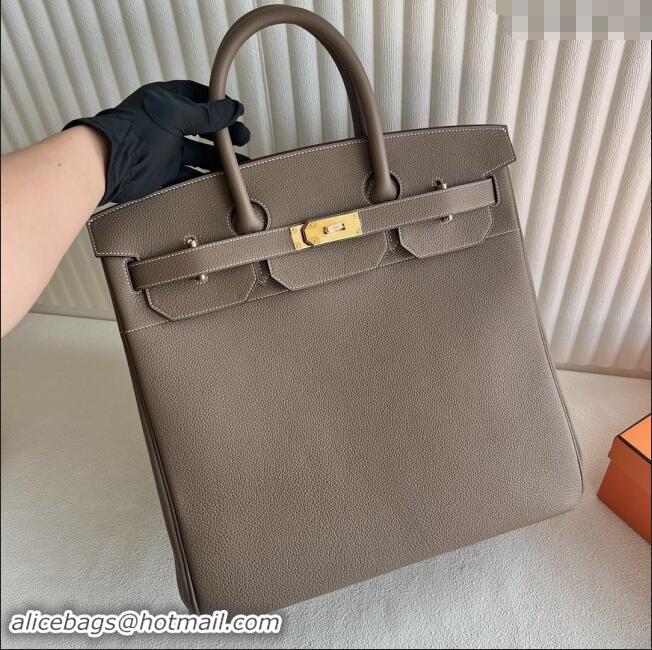 Reasonable Price Hermes Hac Birkin 40 Bag in Togo Leather H40 Etoupe/Gold 2024 (Half Handmade)