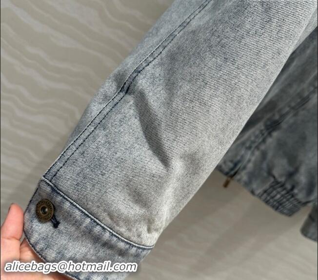 Famous Brand Miu Miu Washed Denim Padded Jacket 1025 Blue 2024