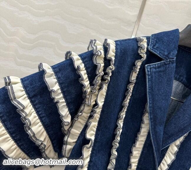 Pretty Style Chanel Coco Denim Jacket with Flouncing 1025 Blue 2024