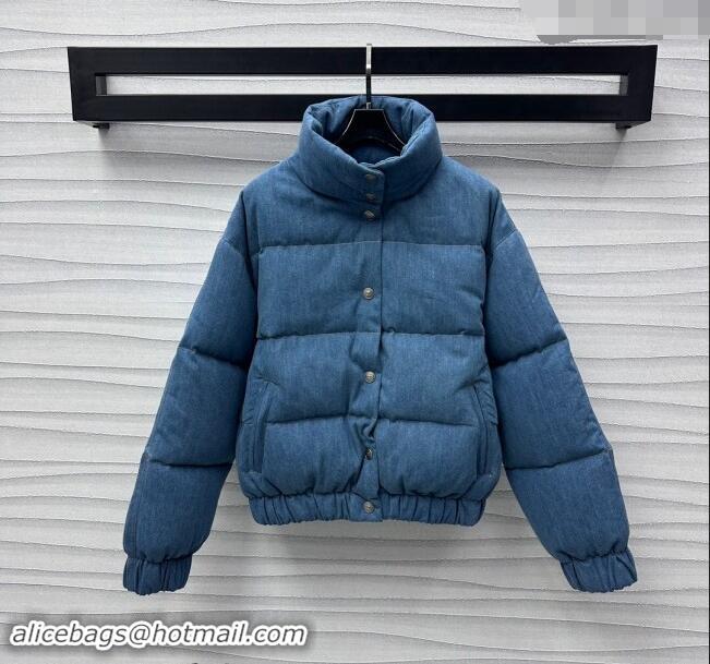 Popular Style Chanel Denim Down Jacket 1025 Blue 2024