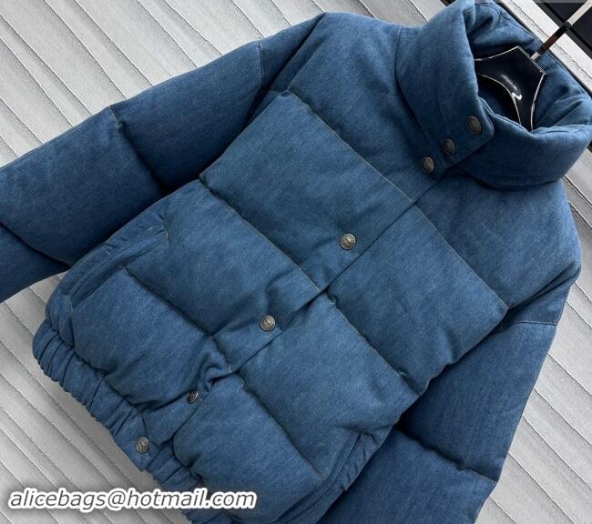 Popular Style Chanel Denim Down Jacket 1025 Blue 2024