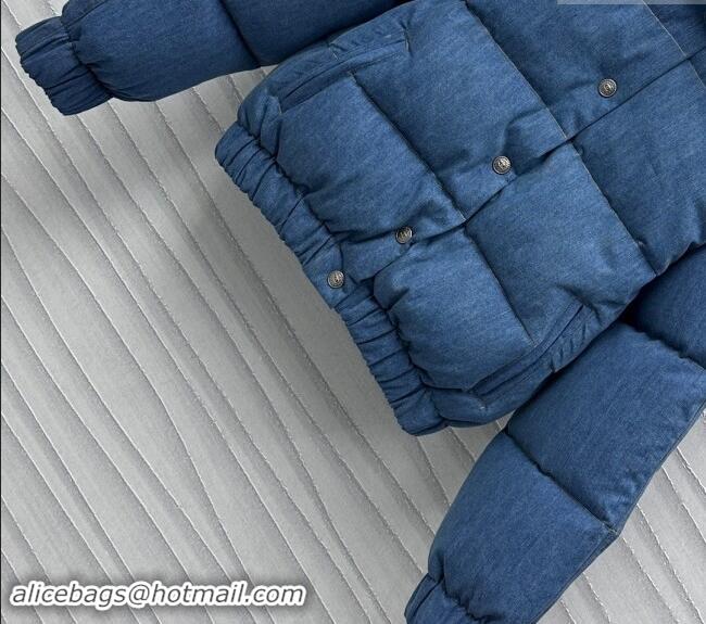 Popular Style Chanel Denim Down Jacket 1025 Blue 2024