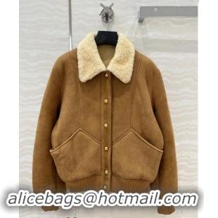 Buy Fashionable Celine Suede and Fur Jacket 1025 Brown 2024