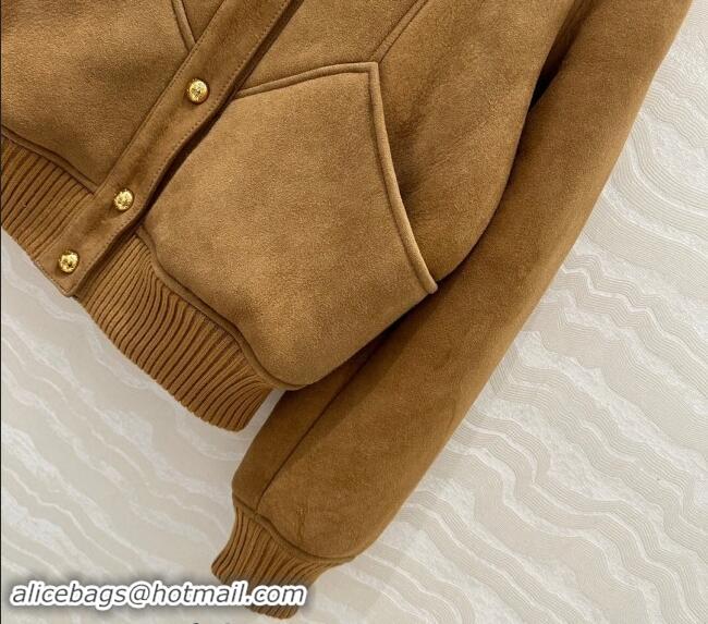 Buy Fashionable Celine Suede and Fur Jacket 1025 Brown 2024