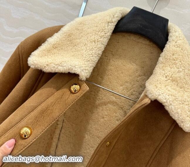 Buy Fashionable Celine Suede and Fur Jacket 1025 Brown 2024