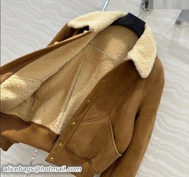 Buy Fashionable Celine Suede and Fur Jacket 1025 Brown 2024