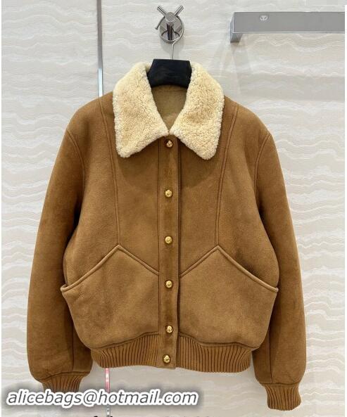 Buy Fashionable Celine Suede and Fur Jacket 1025 Brown 2024