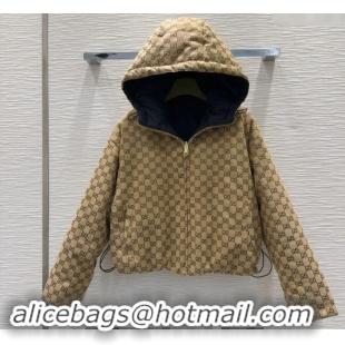 Top Quality Gucci Padded Reversible Jacket 1025 Beige/Black 2024