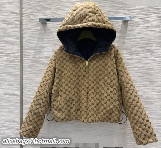 Top Quality Gucci Padded Reversible Jacket 1025 Beige/Black 2024