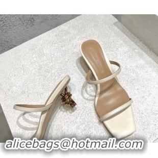 Pretty Style Bottega Veneta Knot Slide Sandals 4.5cm in Calfskin White 430145