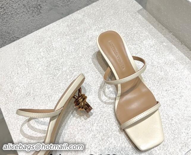 Pretty Style Bottega Veneta Knot Slide Sandals 4.5cm in Calfskin White 430145