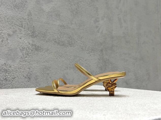 Top Grade Bottega Veneta Knot Slide Sandals 4.5cm in Calfskin Gold 430146