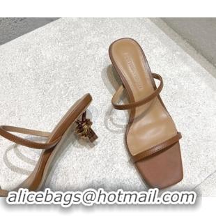 Charming Bottega Veneta Knot Slide Sandals 4.5cm in Calfskin Brown 430148