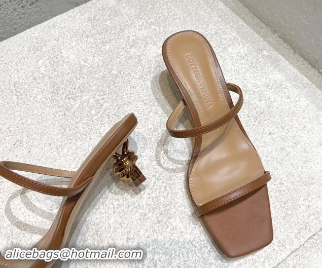 Charming Bottega Veneta Knot Slide Sandals 4.5cm in Calfskin Brown 430148