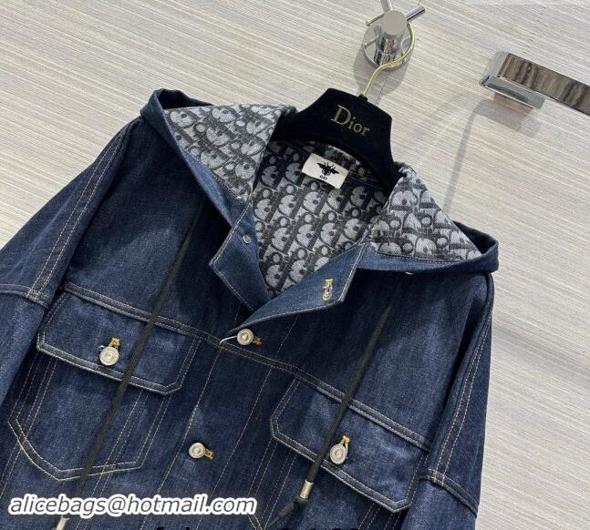 Top Quality Dior Denim Jacket 1025 Deep Blue 2024