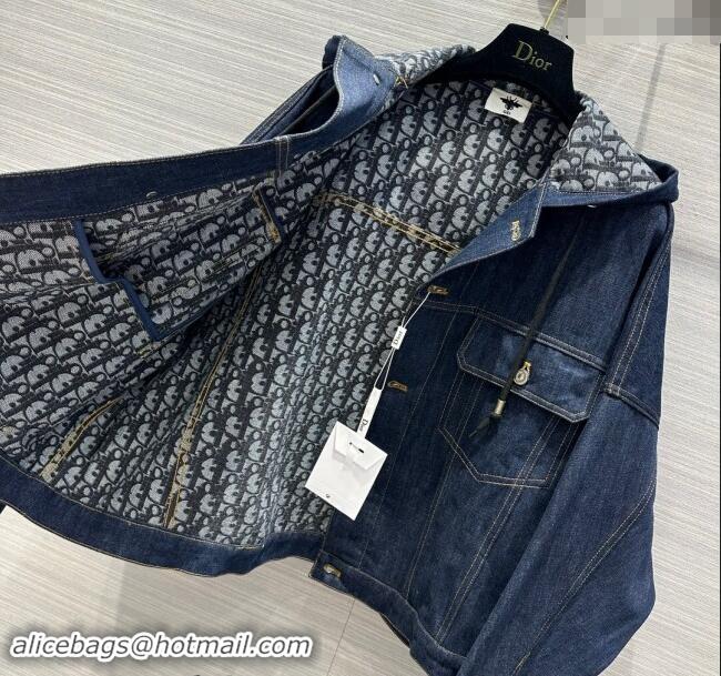 Top Quality Dior Denim Jacket 1025 Deep Blue 2024