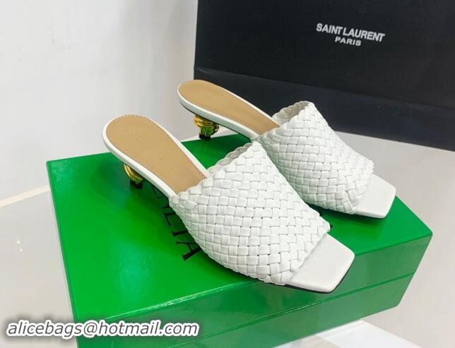 Hot Style Bottega Veneta Knot Slide Sandals 4.5cm in Intreccio Leather White 430152