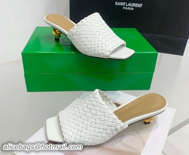 Hot Style Bottega Veneta Knot Slide Sandals 4.5cm in Intreccio Leather White 430152