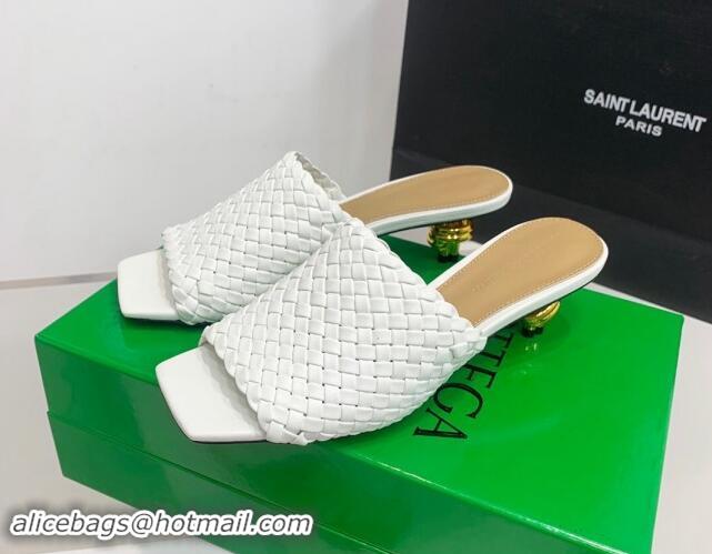 Hot Style Bottega Veneta Knot Slide Sandals 4.5cm in Intreccio Leather White 430152