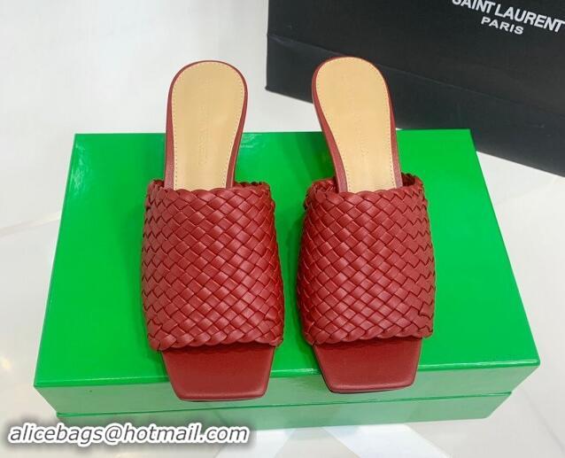 Low Cost Bottega Veneta Knot Slide Sandals 4.5cm in Intreccio Leather Red 430153