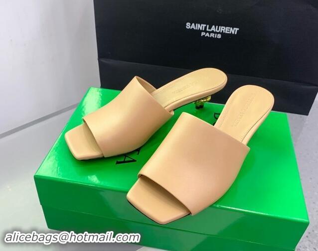 Trendy Design Bottega Veneta Knot Slide Sandals 4.5cm in Calfskin Beige 430156