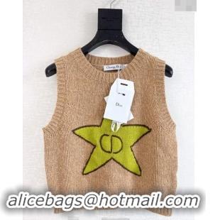 Top Grade Dior CD Star Knit Vest 1025 Dark Beige 2024