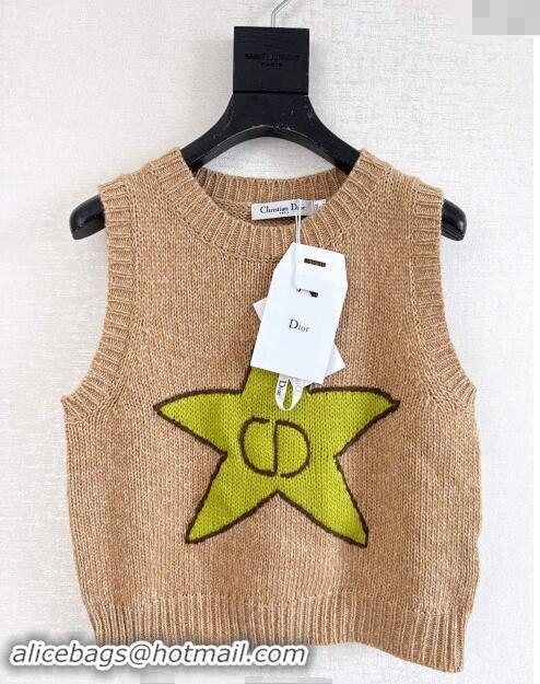 Top Grade Dior CD Star Knit Vest 1025 Dark Beige 2024