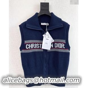 Pretty Style Dior Logo Knit Vest with Zip 1025 Dark Blue 2024