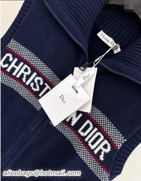 Pretty Style Dior Logo Knit Vest with Zip 1025 Dark Blue 2024