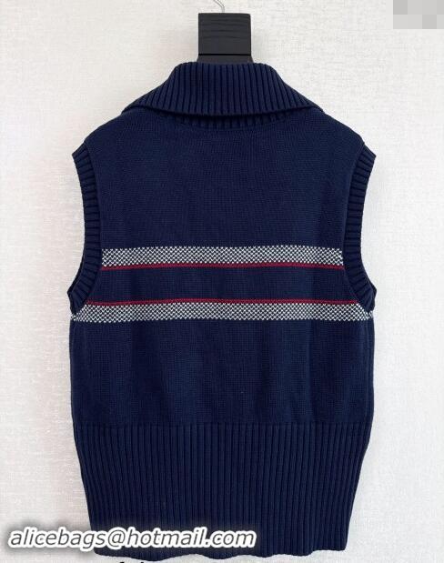 Pretty Style Dior Logo Knit Vest with Zip 1025 Dark Blue 2024