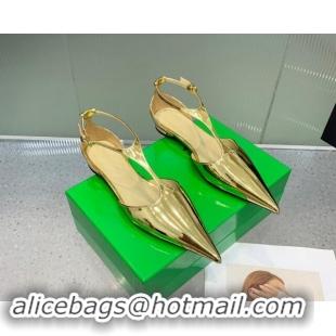 Stylish Bottega Veneta Rocket T Patent Calfskin Ballet Flat Gold 430164