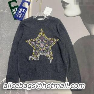 Low Cost Dior Star Embroidered Sweater 1025 Grey 2024