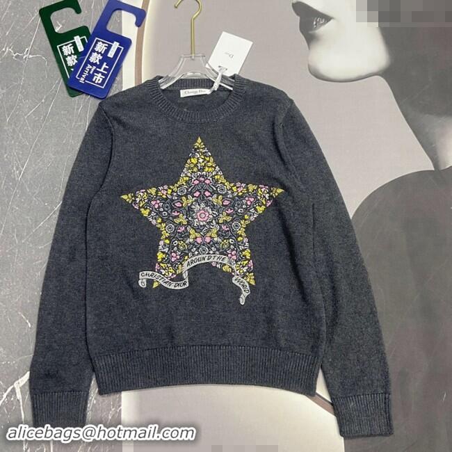 Low Cost Dior Star Embroidered Sweater 1025 Grey 2024