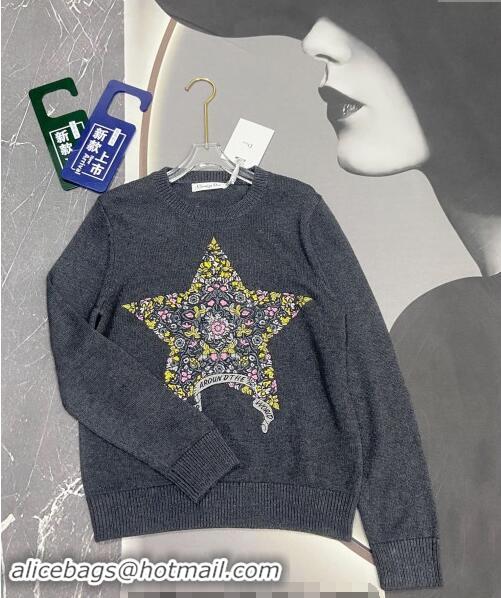 Low Cost Dior Star Embroidered Sweater 1025 Grey 2024