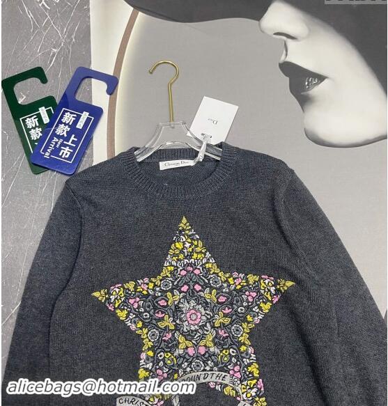 Low Cost Dior Star Embroidered Sweater 1025 Grey 2024