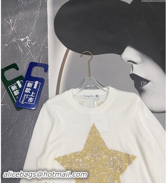 Reasonable Price Dior Star Embroidered Sweater 1025 White 2024