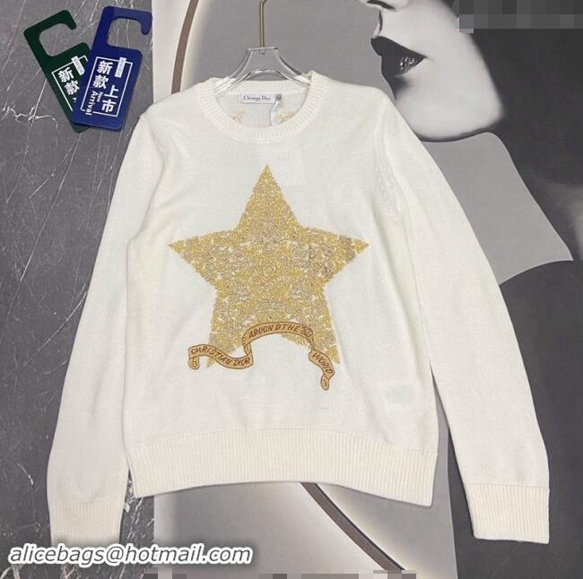 Reasonable Price Dior Star Embroidered Sweater 1025 White 2024