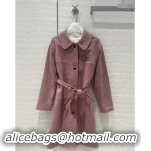 Pretty Style Miu Miu Suede Lambskin Coat 1025 Pink Purple 2024