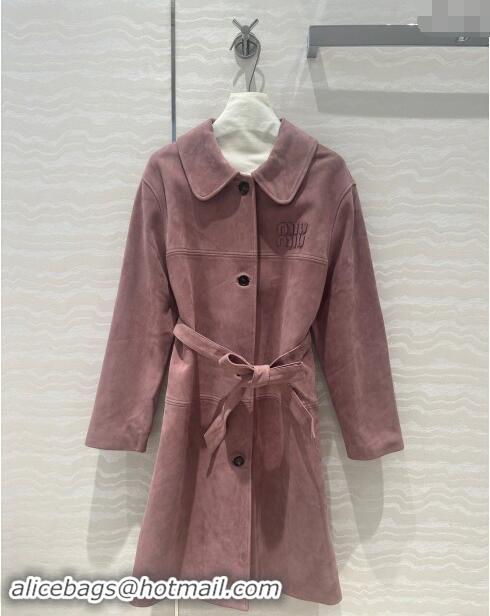 Pretty Style Miu Miu Suede Lambskin Coat 1025 Pink Purple 2024