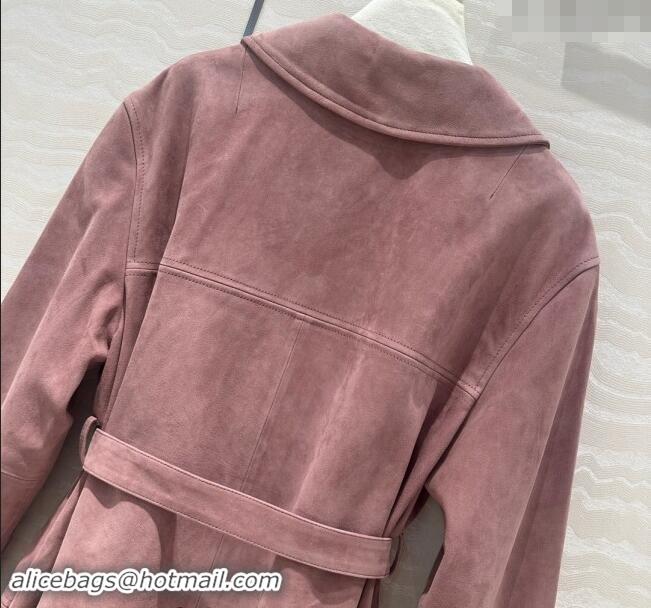 Pretty Style Miu Miu Suede Lambskin Coat 1025 Pink Purple 2024