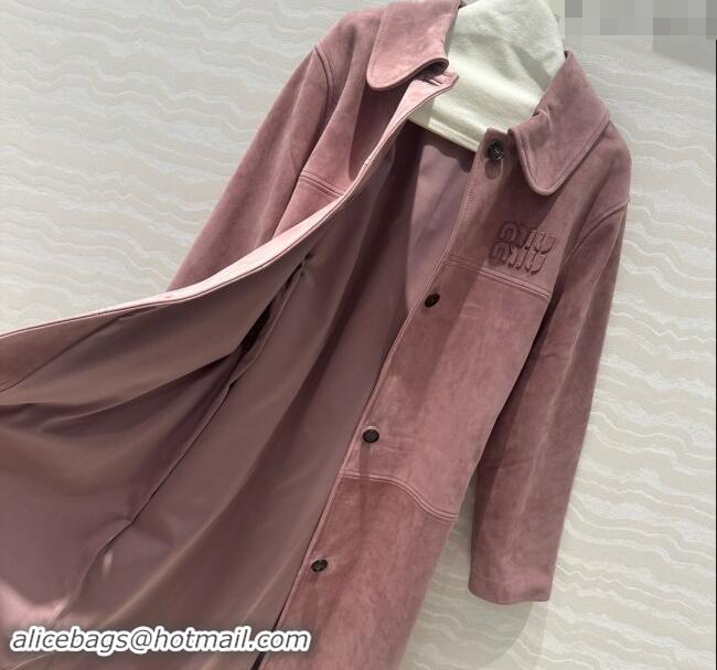 Pretty Style Miu Miu Suede Lambskin Coat 1025 Pink Purple 2024