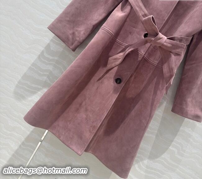 Pretty Style Miu Miu Suede Lambskin Coat 1025 Pink Purple 2024