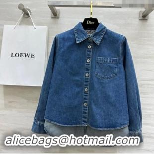 Top Quality Loewe Denim A-Shaped Shirt with Back Laces 1025 Blue 2024