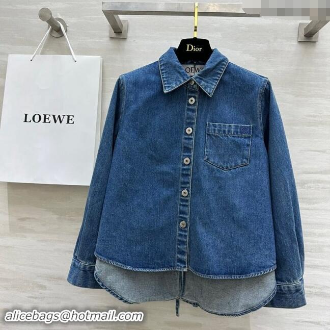 Top Quality Loewe Denim A-Shaped Shirt with Back Laces 1025 Blue 2024