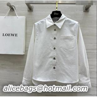 Top Grade Loewe Denim A-Shaped Shirt with Back Laces 1025 White 2024