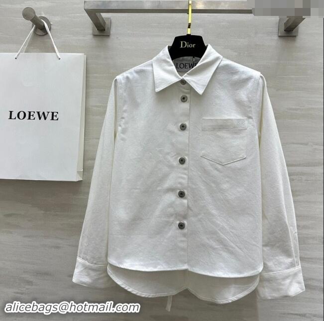 Top Grade Loewe Denim A-Shaped Shirt with Back Laces 1025 White 2024