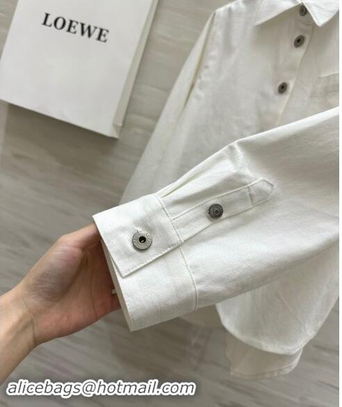 Top Grade Loewe Denim A-Shaped Shirt with Back Laces 1025 White 2024