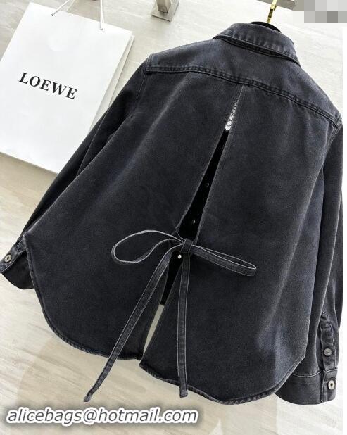 Luxury Cheap Loewe Denim A-Shaped Shirt with Back Laces 1025 Black 2024