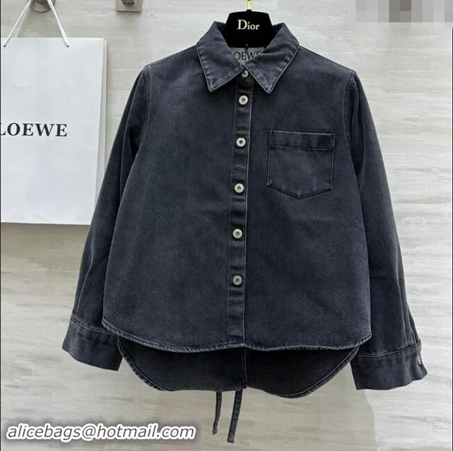 Luxury Cheap Loewe Denim A-Shaped Shirt with Back Laces 1025 Black 2024