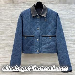 Top Quality Loewe Denim Padded Shirt 1025 Blue/Black 2024